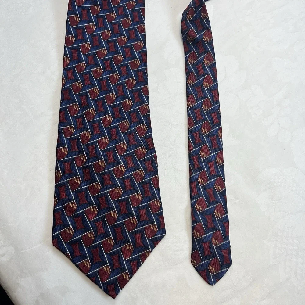 Bill Blass Vintage‎ Silk Geometric Patterned Neck Tie - 56